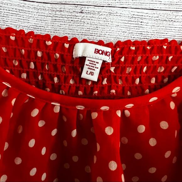 Bongo Juniors Boho Style Polka Dot Blouse Sz L - Picture 7 of 7